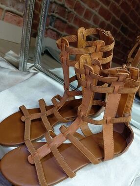 BAMBOO Brown Strappy Gladiator Sandals